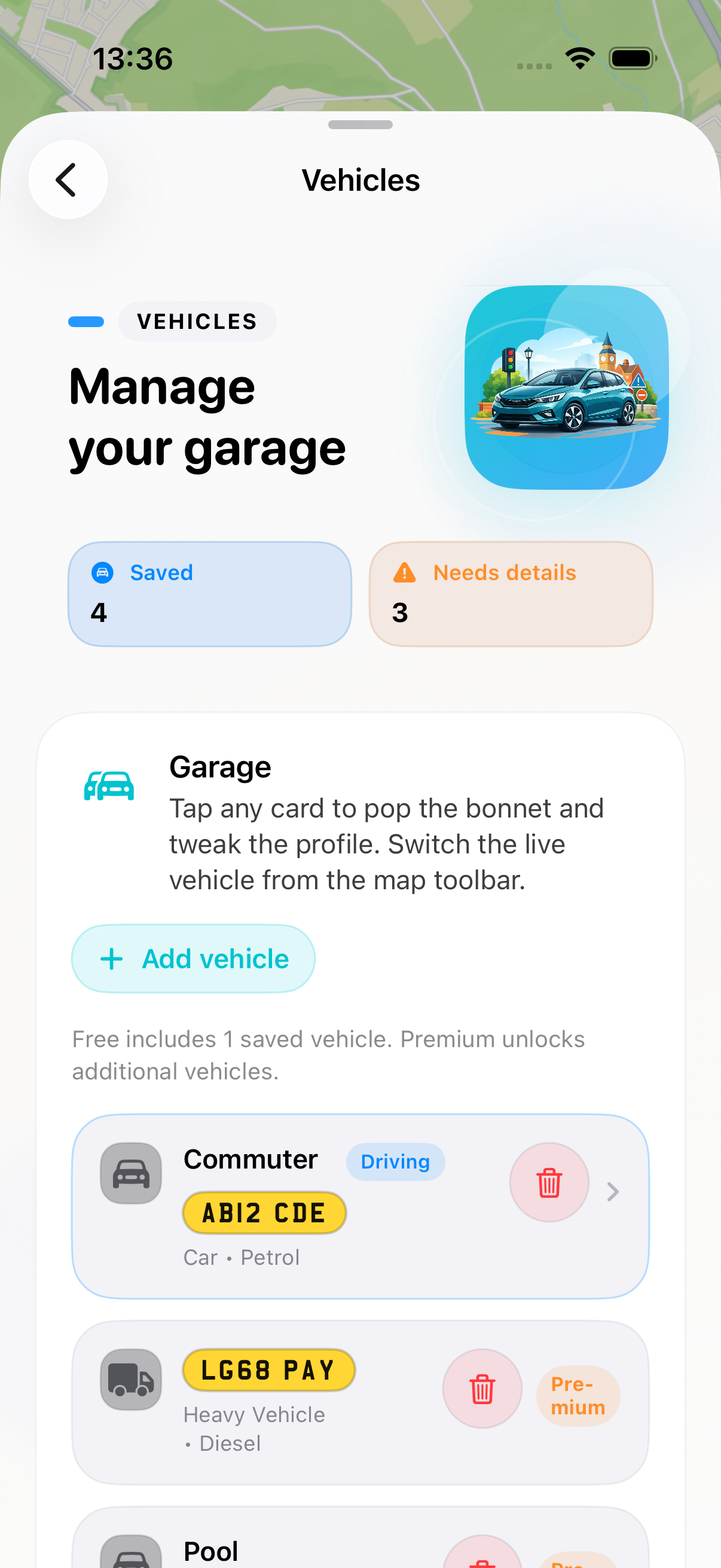 Vehicle garage preview